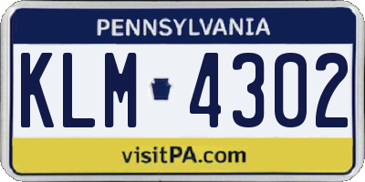 PA license plate KLM4302