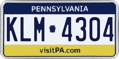 PA license plate KLM4304