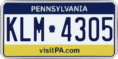 PA license plate KLM4305
