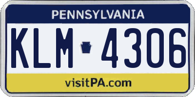 PA license plate KLM4306