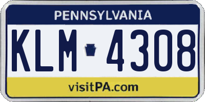 PA license plate KLM4308
