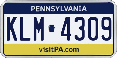 PA license plate KLM4309