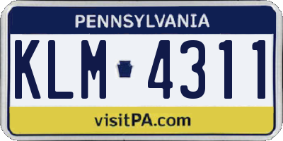 PA license plate KLM4311