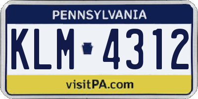 PA license plate KLM4312