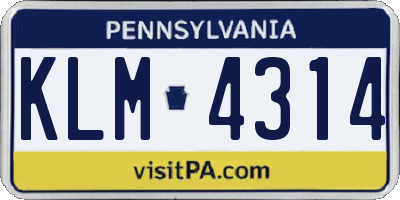 PA license plate KLM4314