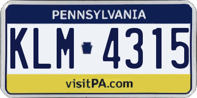 PA license plate KLM4315
