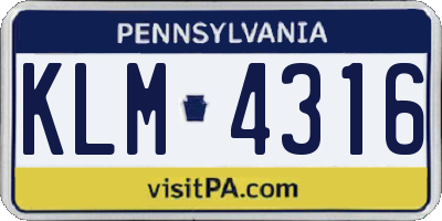 PA license plate KLM4316