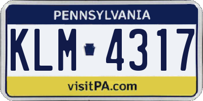PA license plate KLM4317