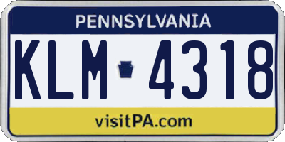 PA license plate KLM4318