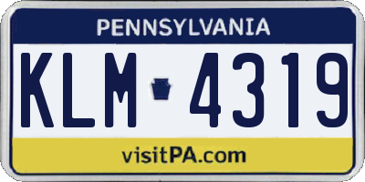 PA license plate KLM4319