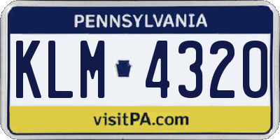 PA license plate KLM4320