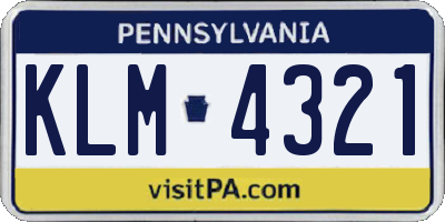 PA license plate KLM4321