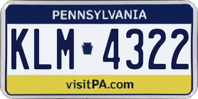 PA license plate KLM4322