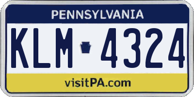 PA license plate KLM4324
