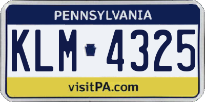 PA license plate KLM4325