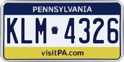 PA license plate KLM4326
