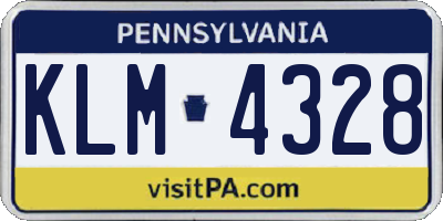 PA license plate KLM4328