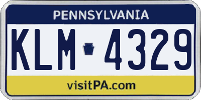 PA license plate KLM4329