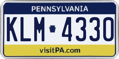 PA license plate KLM4330