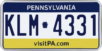 PA license plate KLM4331