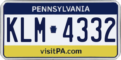 PA license plate KLM4332