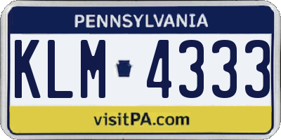 PA license plate KLM4333