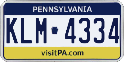 PA license plate KLM4334