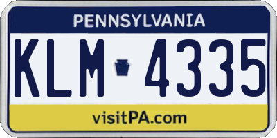 PA license plate KLM4335