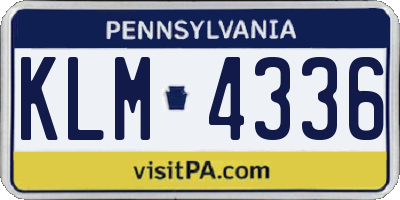 PA license plate KLM4336