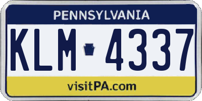 PA license plate KLM4337