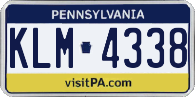 PA license plate KLM4338