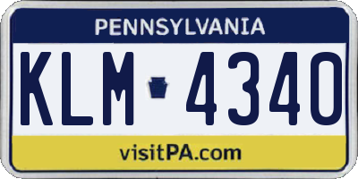 PA license plate KLM4340