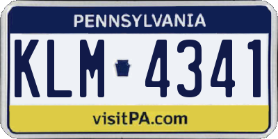 PA license plate KLM4341