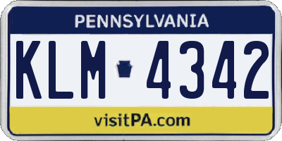 PA license plate KLM4342