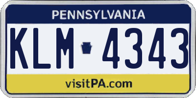 PA license plate KLM4343
