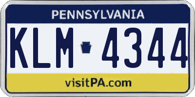 PA license plate KLM4344