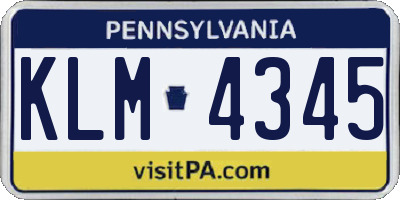 PA license plate KLM4345