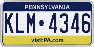 PA license plate KLM4346