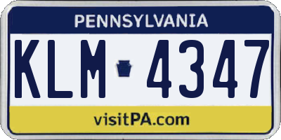 PA license plate KLM4347