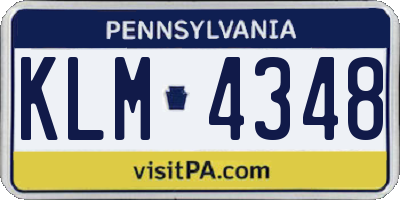 PA license plate KLM4348