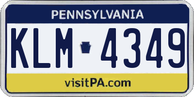 PA license plate KLM4349