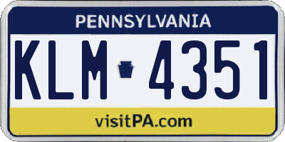 PA license plate KLM4351