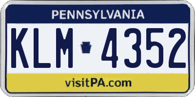 PA license plate KLM4352