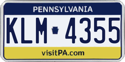 PA license plate KLM4355