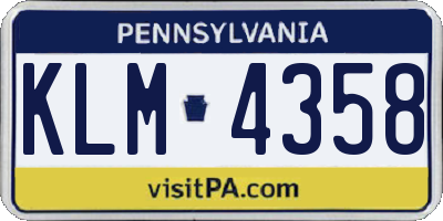PA license plate KLM4358