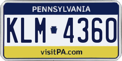 PA license plate KLM4360