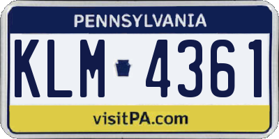 PA license plate KLM4361