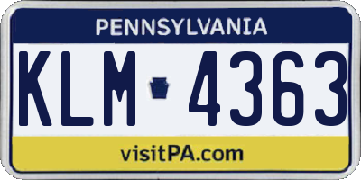 PA license plate KLM4363
