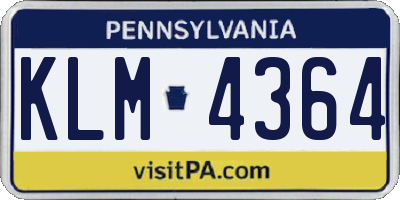 PA license plate KLM4364