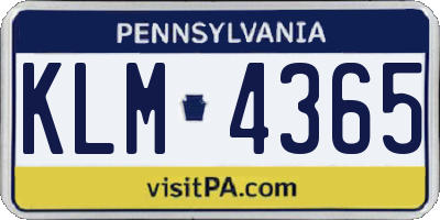 PA license plate KLM4365